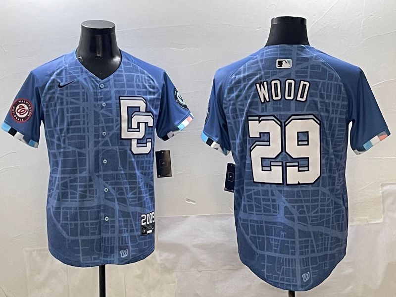 Men Washington Nationals #29 Wood Blue Joint Name 2025 Nike MLB Jersey style 5